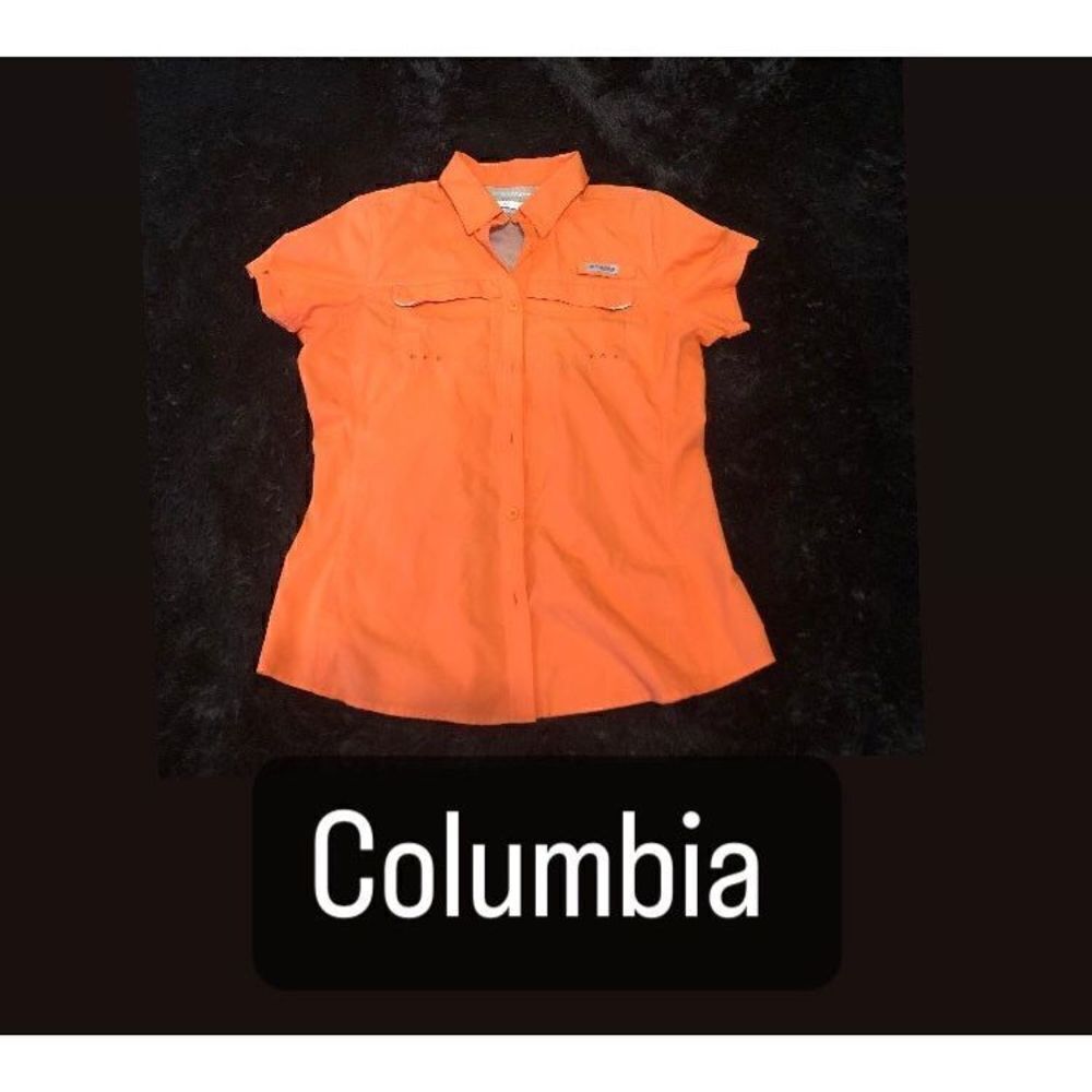 COLUMBIA Omni shade PFG orange shirt tee top women’s M